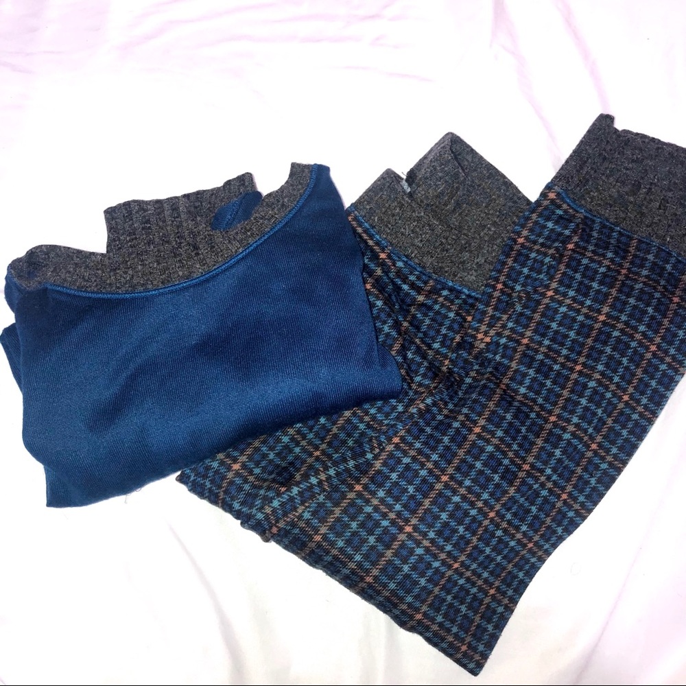 Cozy Blue Soft Plaid Pajama Set